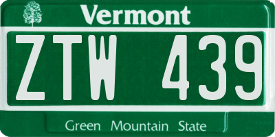 VT license plate ZTW439