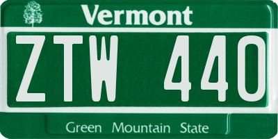 VT license plate ZTW440