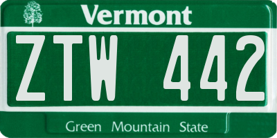 VT license plate ZTW442