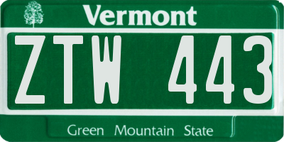 VT license plate ZTW443