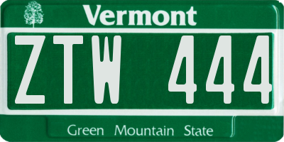 VT license plate ZTW444