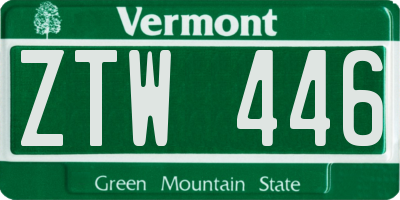 VT license plate ZTW446