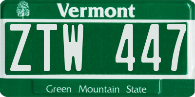 VT license plate ZTW447