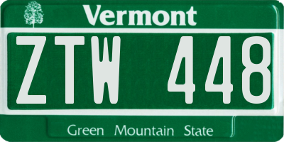 VT license plate ZTW448