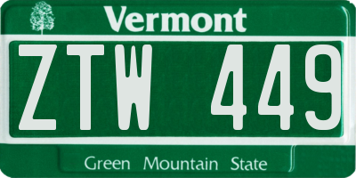 VT license plate ZTW449