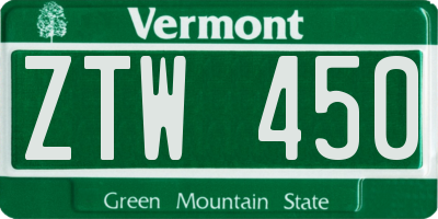 VT license plate ZTW450