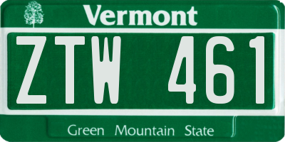 VT license plate ZTW461