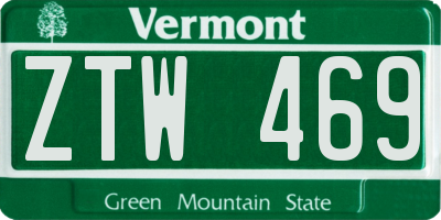 VT license plate ZTW469