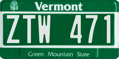 VT license plate ZTW471