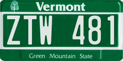 VT license plate ZTW481