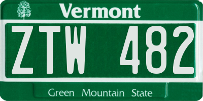 VT license plate ZTW482