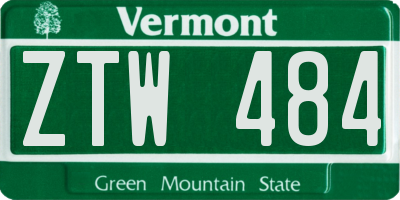 VT license plate ZTW484