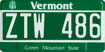VT license plate ZTW486