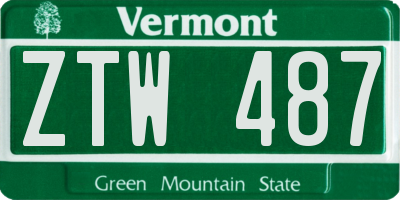 VT license plate ZTW487