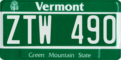 VT license plate ZTW490
