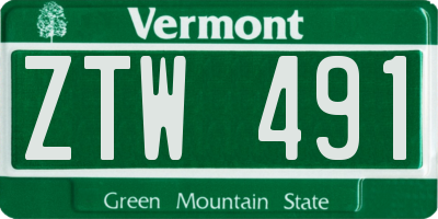 VT license plate ZTW491