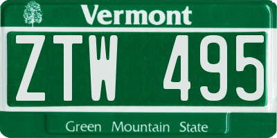 VT license plate ZTW495