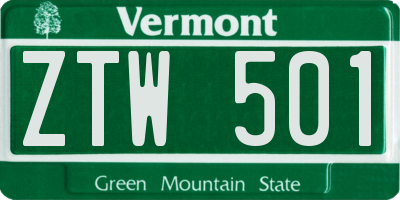 VT license plate ZTW501