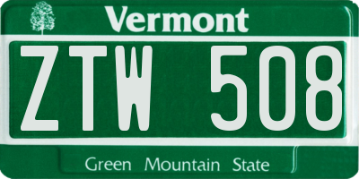 VT license plate ZTW508