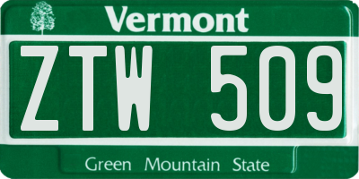 VT license plate ZTW509