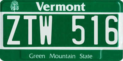 VT license plate ZTW516