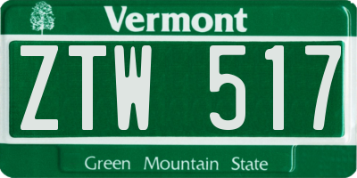 VT license plate ZTW517