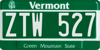 VT license plate ZTW527