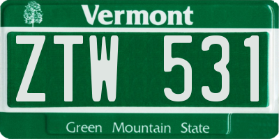VT license plate ZTW531