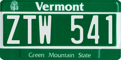 VT license plate ZTW541