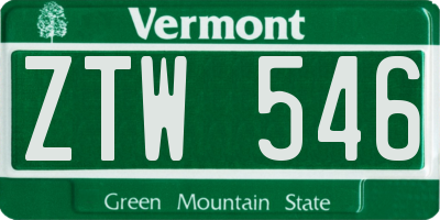 VT license plate ZTW546