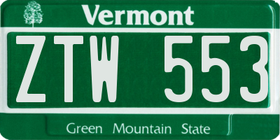 VT license plate ZTW553