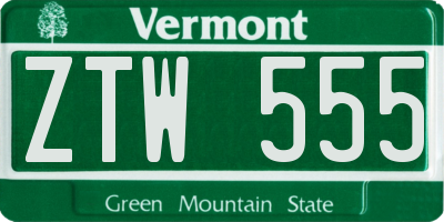 VT license plate ZTW555