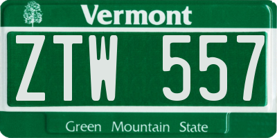 VT license plate ZTW557