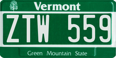 VT license plate ZTW559