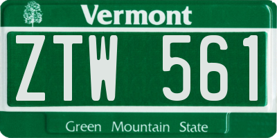 VT license plate ZTW561