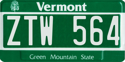VT license plate ZTW564