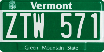 VT license plate ZTW571