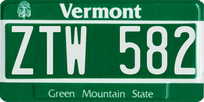VT license plate ZTW582