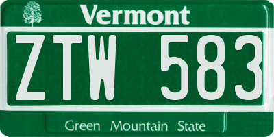 VT license plate ZTW583