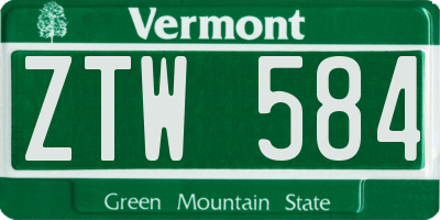 VT license plate ZTW584