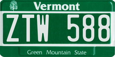 VT license plate ZTW588
