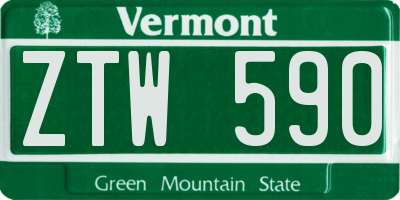 VT license plate ZTW590