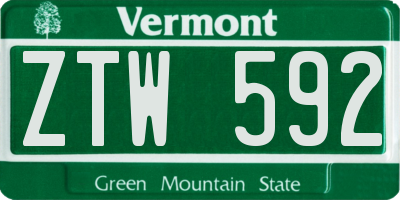 VT license plate ZTW592
