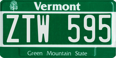 VT license plate ZTW595