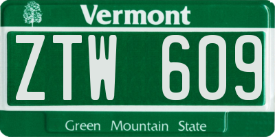 VT license plate ZTW609