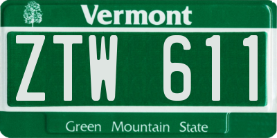 VT license plate ZTW611