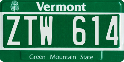 VT license plate ZTW614