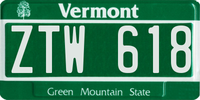 VT license plate ZTW618