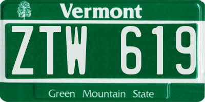 VT license plate ZTW619