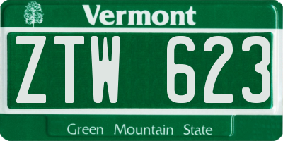 VT license plate ZTW623